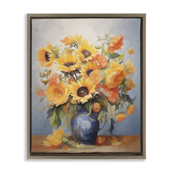 Stupell Industries Cottage Classic Bouquet in Vase Brown Floating Frame Canvas Art, 25 x 31, by Ramona Murdock