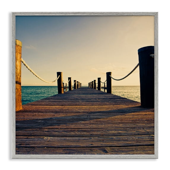 Stupell Industries Cottage Coastal Beach Dock Gray Framed Giclee Art, 24 x 24, by Susan Bryant