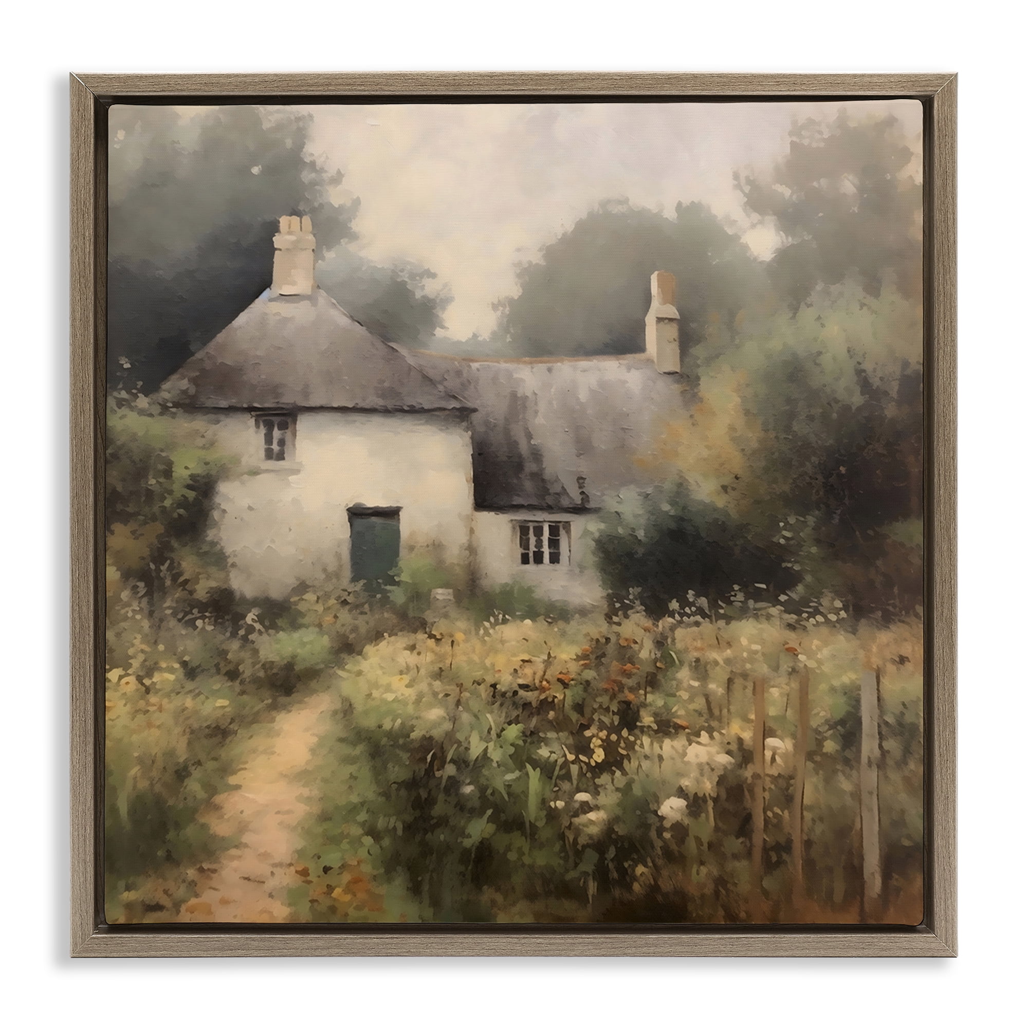 Stupell Industries Cottage Comfort in Summer Garden Brown Framed Floater Canvas Wall Art, design by Creative Studio