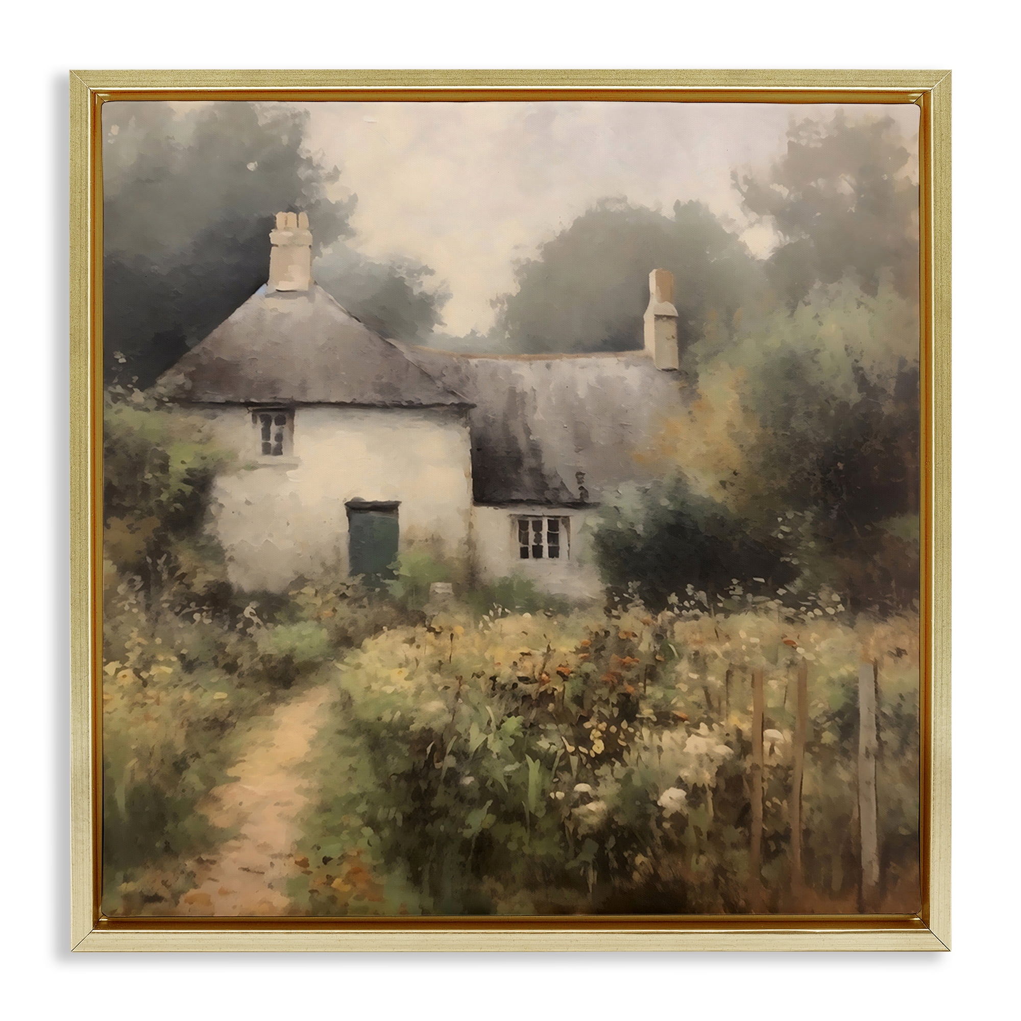 Stupell Industries Cottage Comfort in Summer Garden Gold Framed Floater Canvas Wall Art, design by Creative Studio