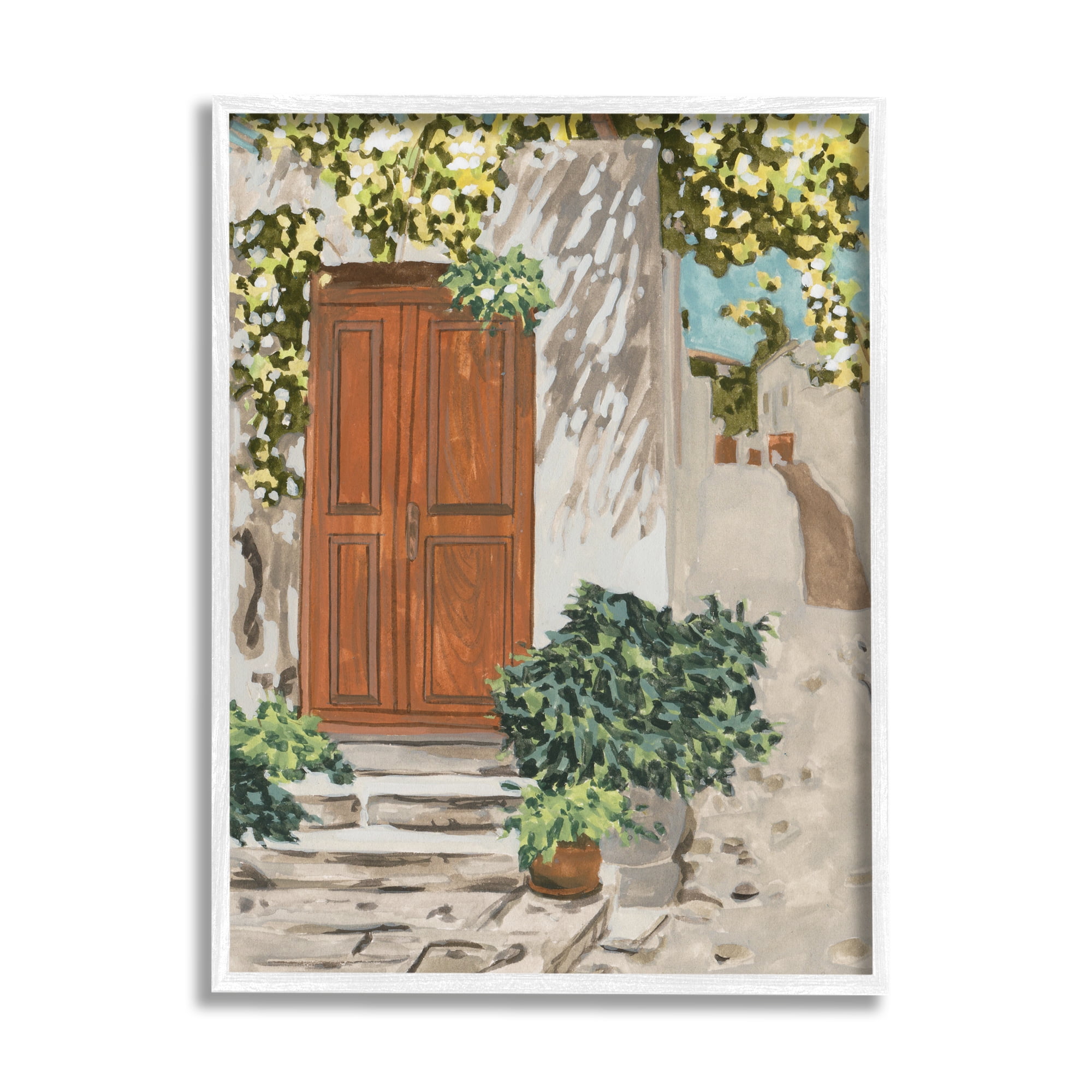 Stupell Industries Cottage Doorway Botanicals Travel & Places Painting White Framed Art Print Wall Art, 16 x 20