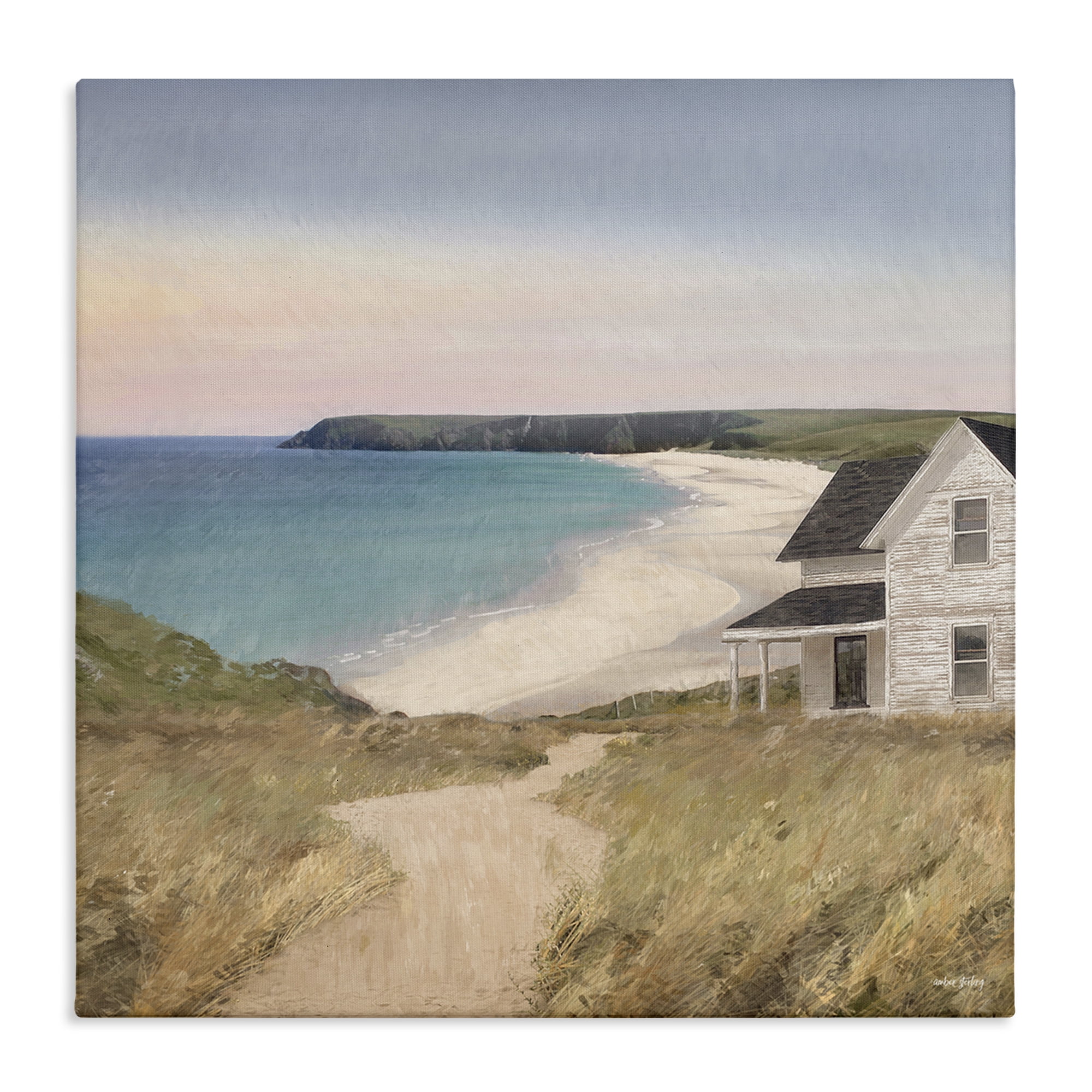Stupell Industries Cottage Down By Shore Landscape & Nature Painting Wrapped Canvas Art Print Wall Art, 24 x 24