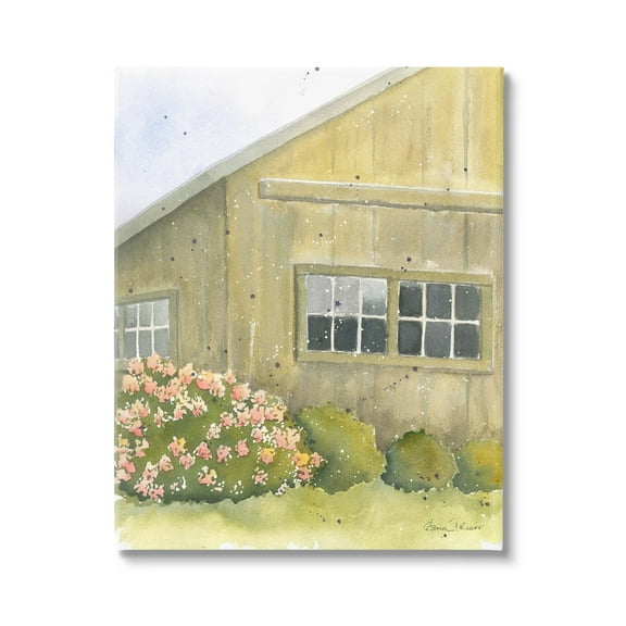 Stupell Industries Cottage Floral Bushes Painting Landscape Painting Gallery Wrapped Canvas Print Wall Art