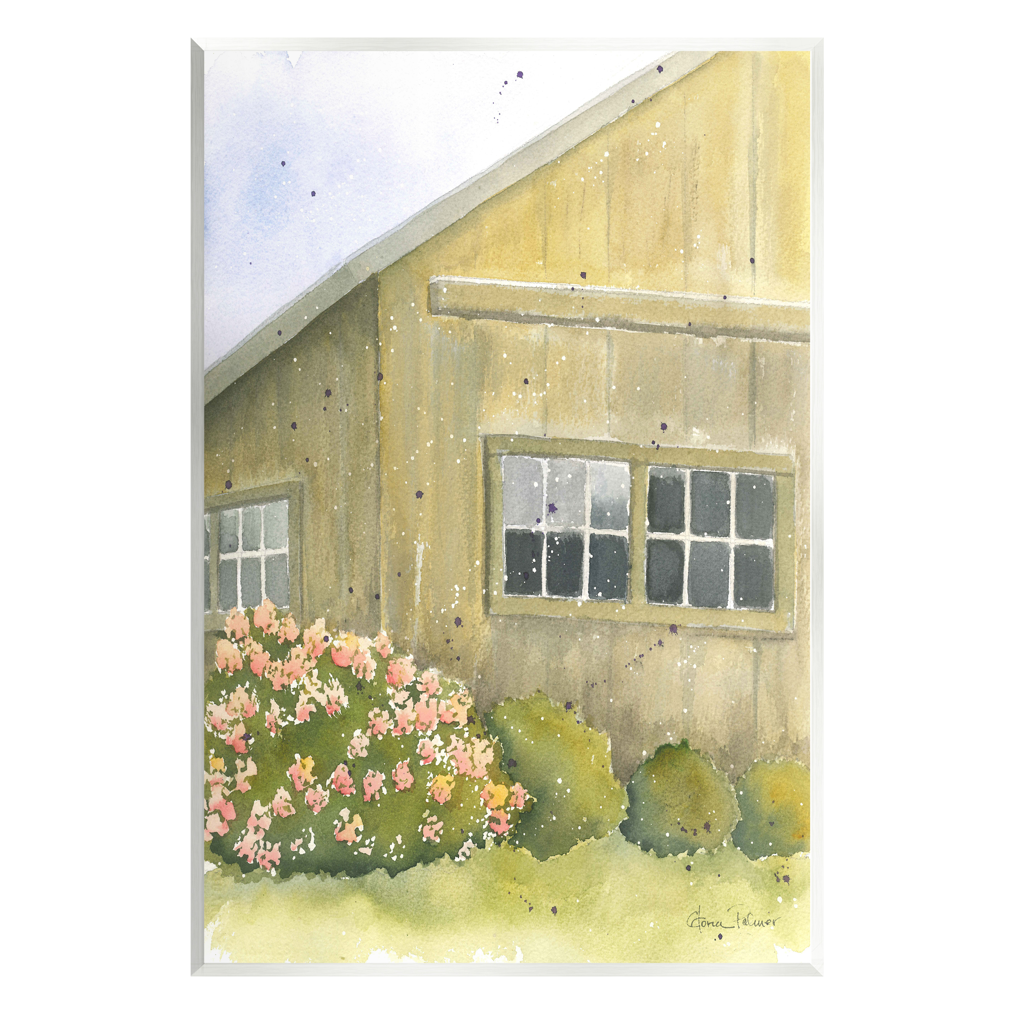 Stupell Industries Cottage Floral Bushes Painting Landscape Painting Unframed Art Print Wall Art