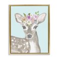 thumbnail image 1 of Stupell Industries Cottage Floral Deer on Blue Gold Floating Frame Canvas Art, 17 x 21, by Corinne Haig, 1 of 8