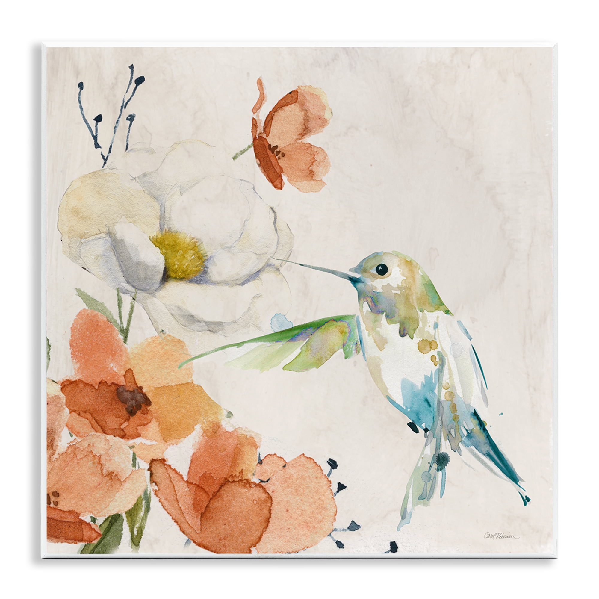 Stupell Industries Cottage Flowers & Bird Plants & Flowers Painting Unframed Art Print Wall Art, 12 x 12