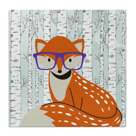 Stupell Industries Cottage Fox & Birch Trees Canvas Art, 17 x 17, by Kim Allen