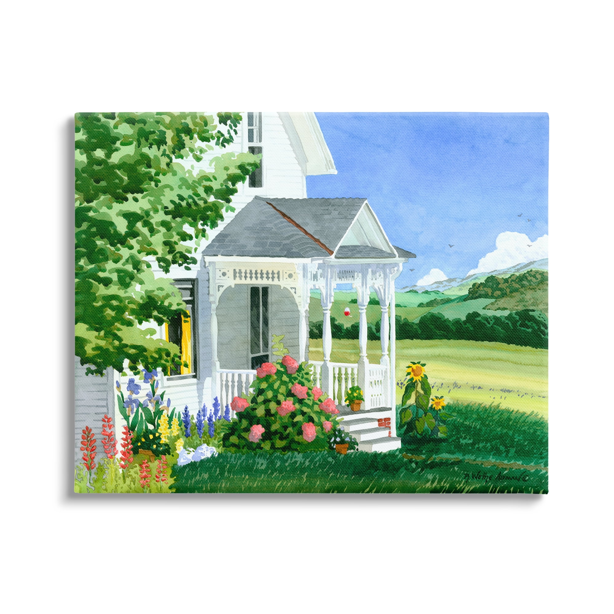 Stupell Industries Cottage Garden Painting Nature Painting Gallery Wrapped Canvas Print Wall Art, 40 x 30