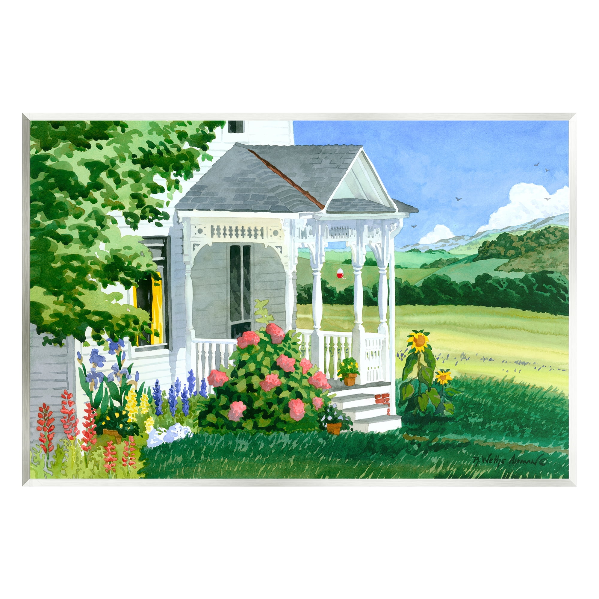 Stupell Industries Cottage Garden Painting Nature Painting Unframed Art Print Wall Art, 15 x 10