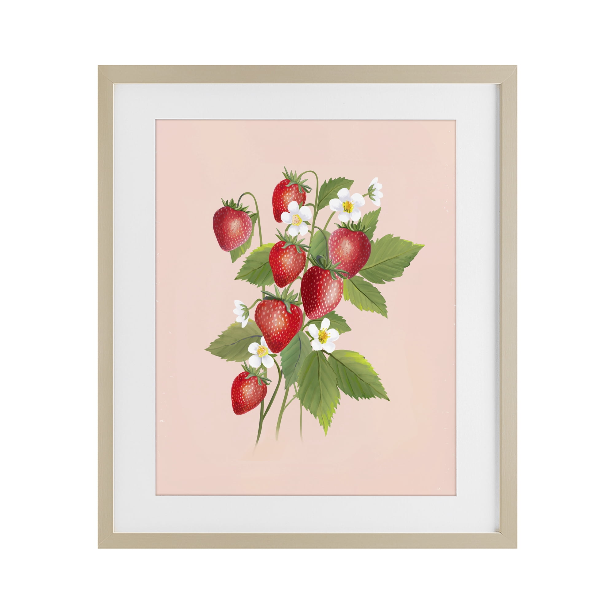 Stupell Industries Cottage Garden Strawberries Birch Framed Print Under Glass, design by Diane Neukirch