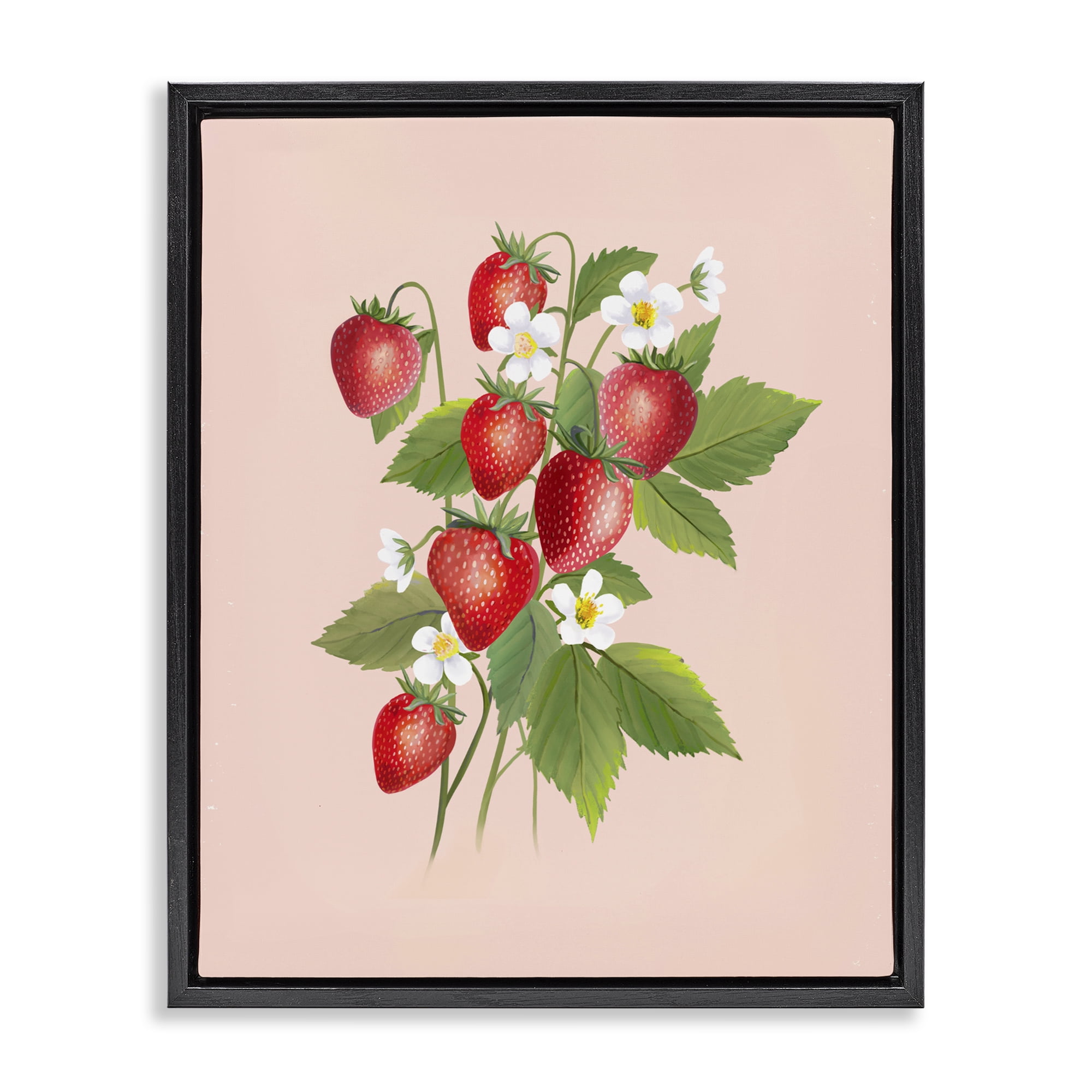 Stupell Industries Cottage Garden Strawberries Black Framed Floater Canvas Wall Art, design by Diane Neukirch
