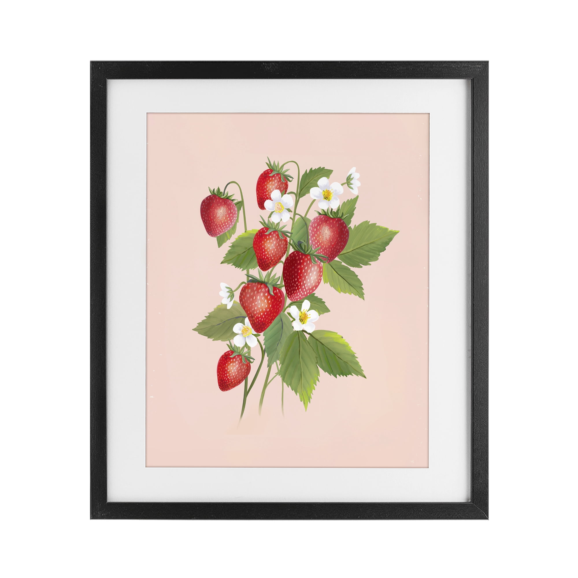 Stupell Industries Cottage Garden Strawberries Black Framed Print Under Glass, design by Diane Neukirch