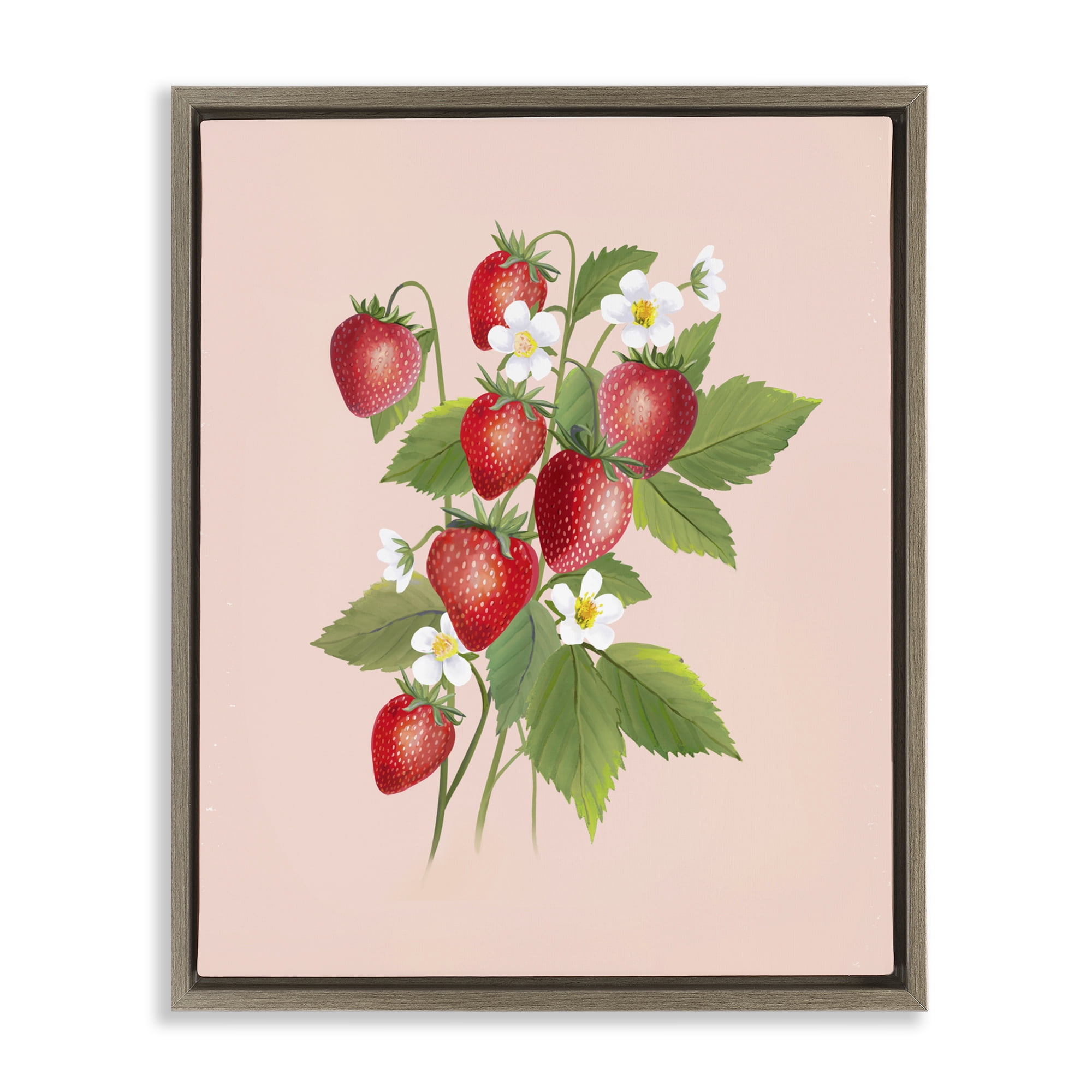 Stupell Industries Cottage Garden Strawberries Brown Framed Floater Canvas Wall Art, design by Diane Neukirch