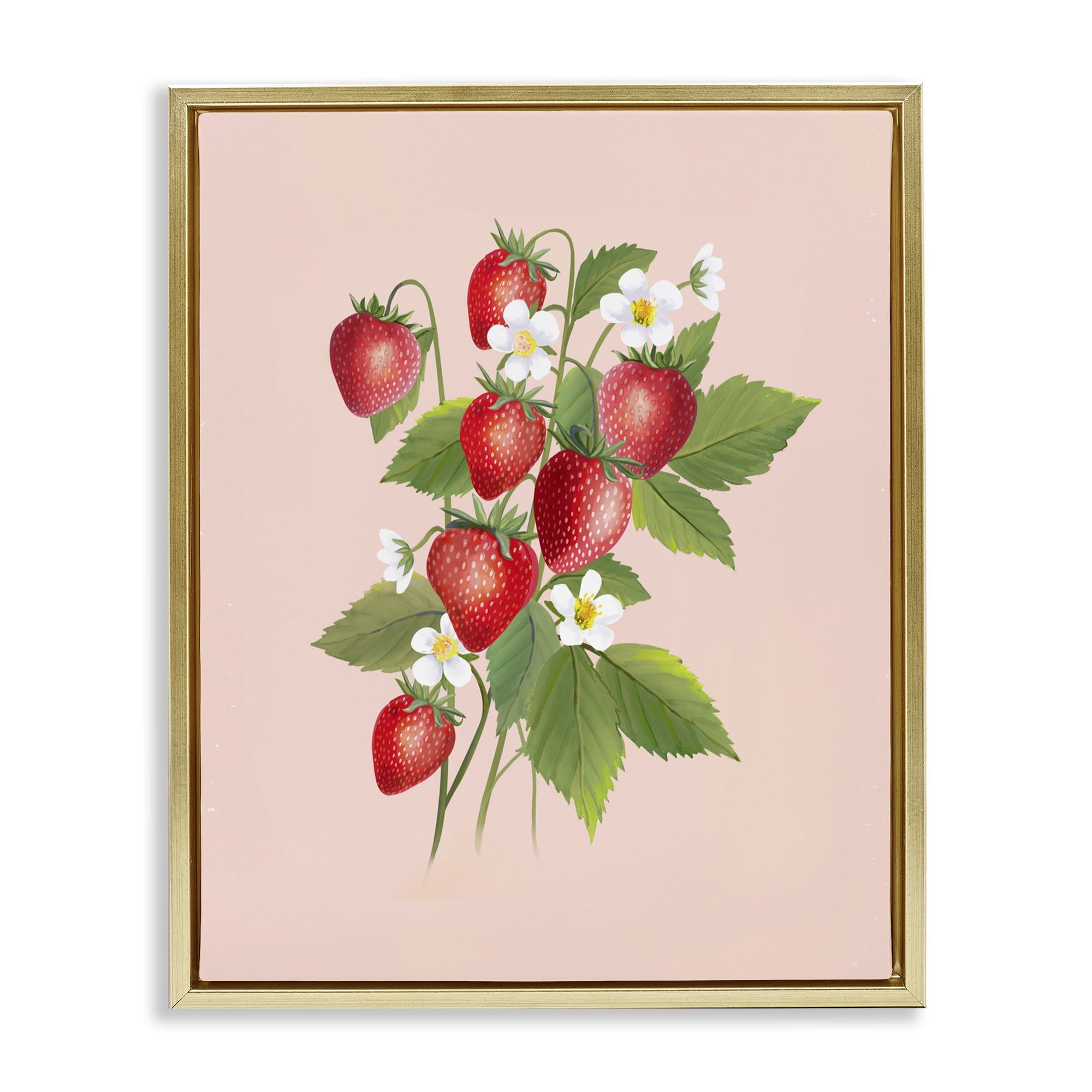 Stupell Industries Cottage Garden Strawberries Gold Framed Floater Canvas Wall Art, design by Diane Neukirch