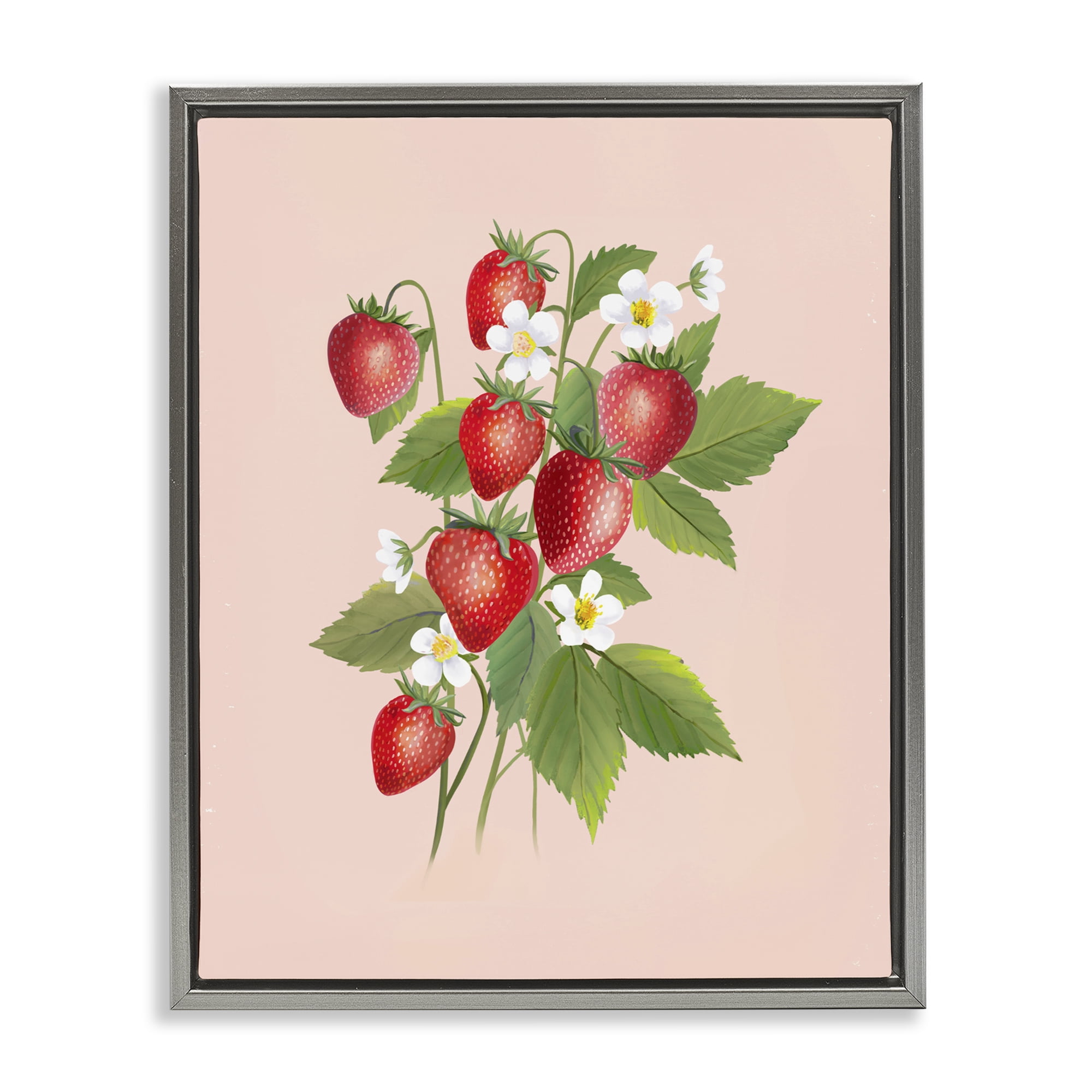 Stupell Industries Cottage Garden Strawberries Gray Framed Floater Canvas Wall Art, design by Diane Neukirch