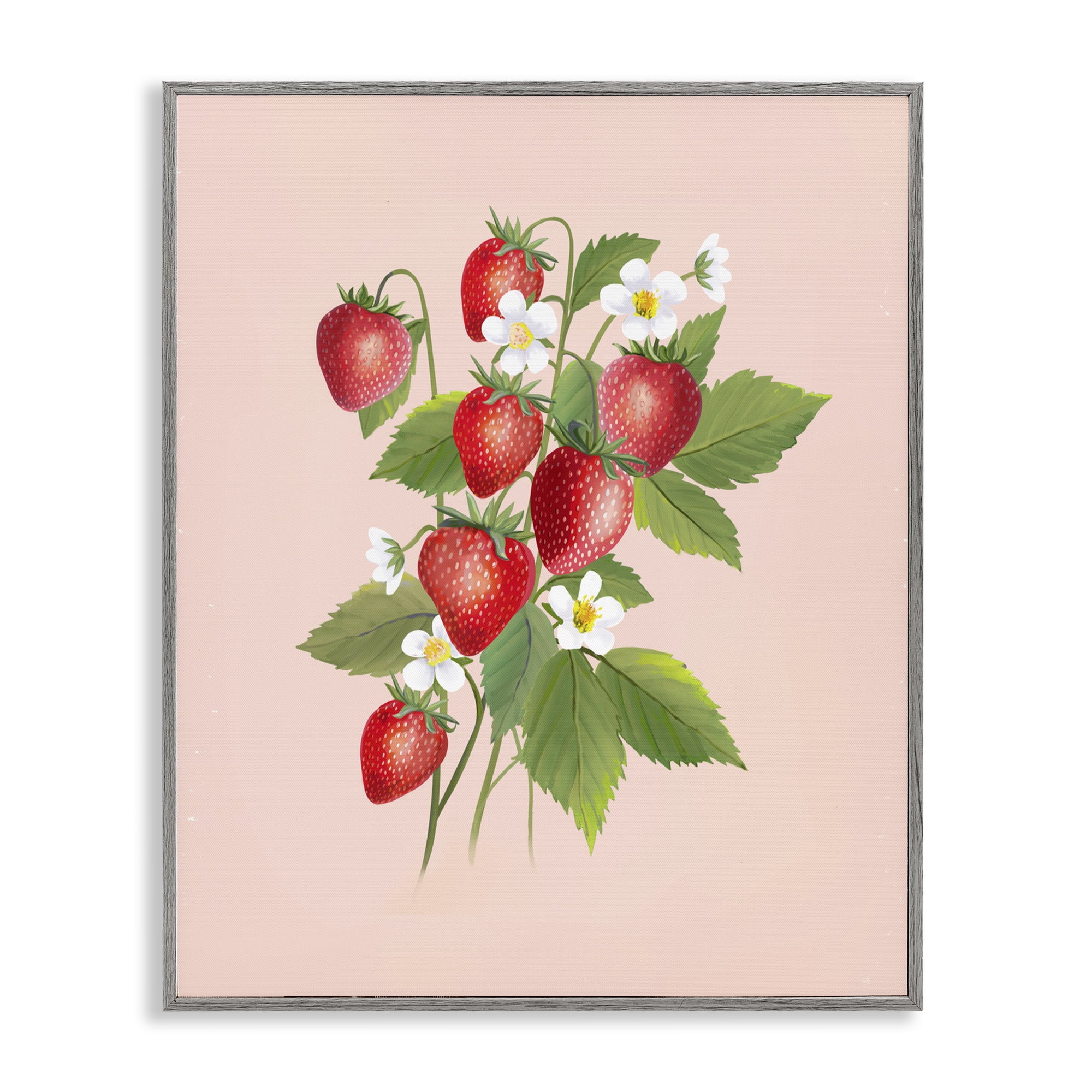 Stupell Industries Cottage Garden Strawberries Gray Framed Giclee Art, design by Diane Neukirch