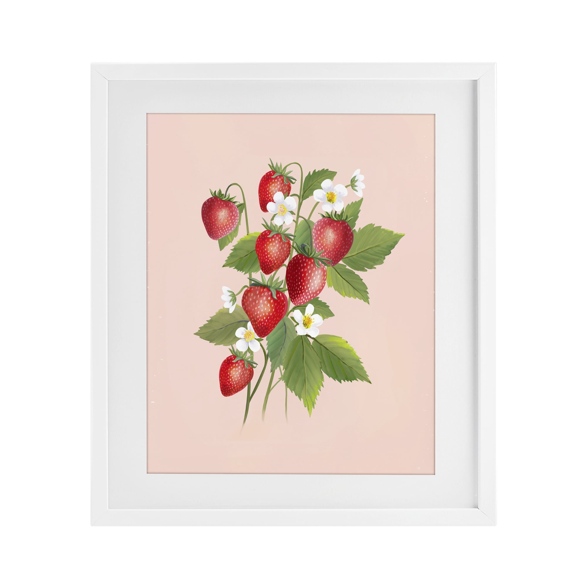 Stupell Industries Cottage Garden Strawberries White Framed Print Under Glass, design by Diane Neukirch