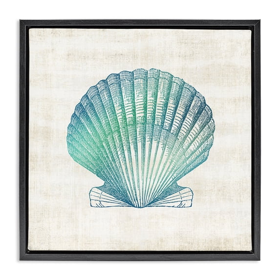 Stupell Industries Cottage Gradient Clam Seashell Black Floating Frame Canvas Art, 18 x 18, by Susan Arnot