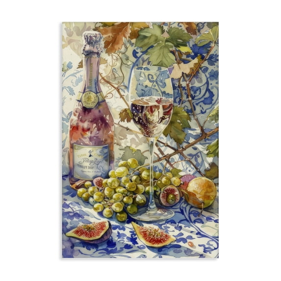 Stupell Industries Cottage Grapes & Wine Bottle Canvas Art, 16 x 24, by LSR Design Studio