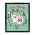 thumbnail image 1 of Stupell Industries Cottage Happy Holidays Cat & Wreath Black Floating Frame Canvas Art, 25 x 31, by Riley Hutchens, 1 of 7