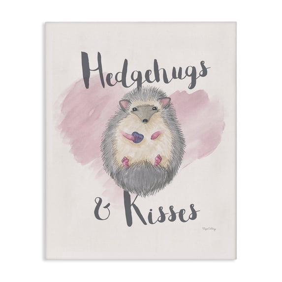 Stupell Industries Cottage Hedgehugs and Kisses Pink Canvas Art, 16 x 20, by Elyse Deneige