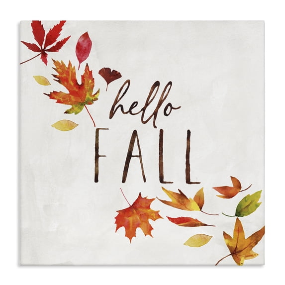 Stupell Industries Cottage Hello Fall Autumn Tree Leaves Seasonal Statement Canvas Art, 17 x 17, by Nina Pierce
