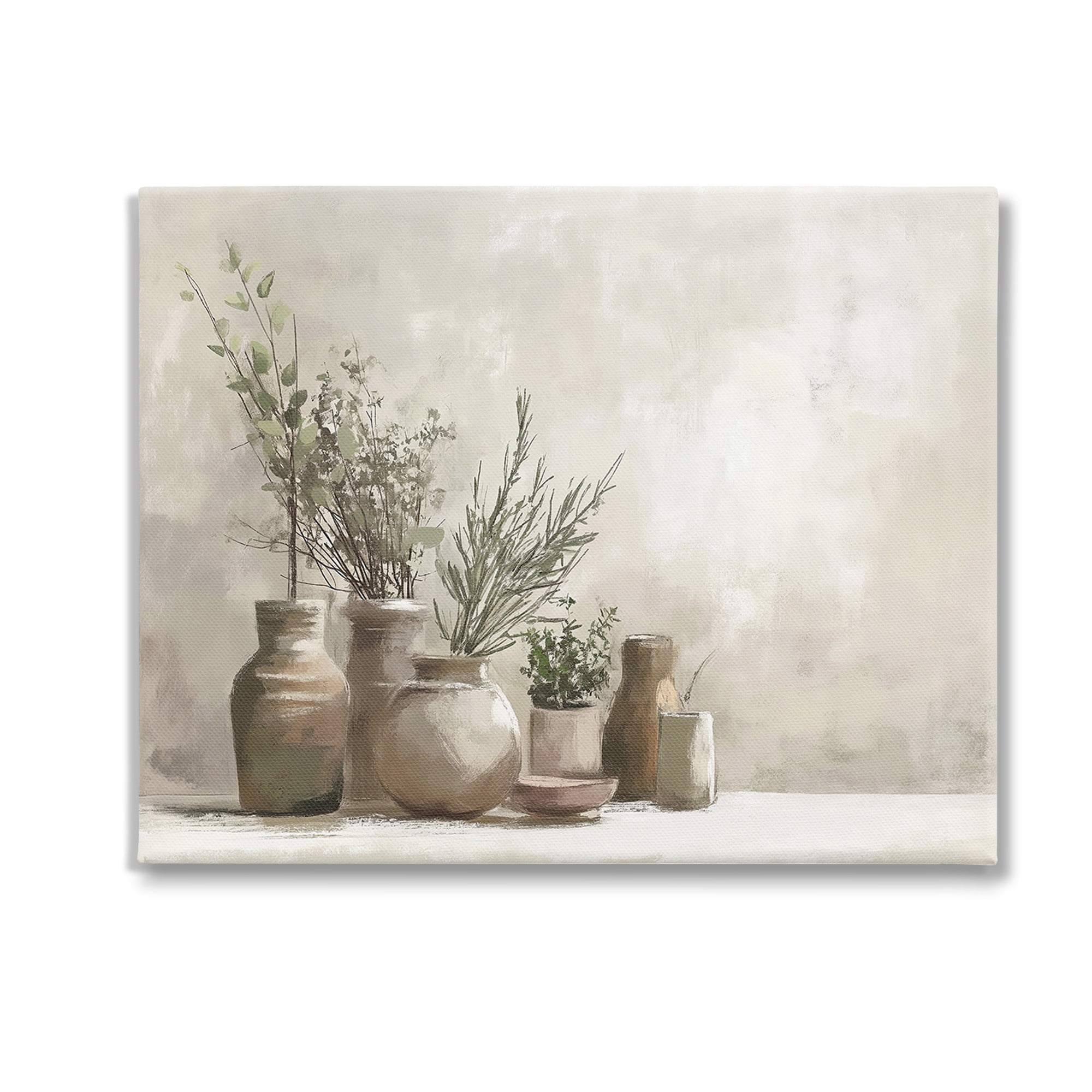 Stupell Industries Cottage Herbs in Pottery Botanical & Floral Painting Gallery Wrapped Canvas Art Print Wall Art, 30 x 24