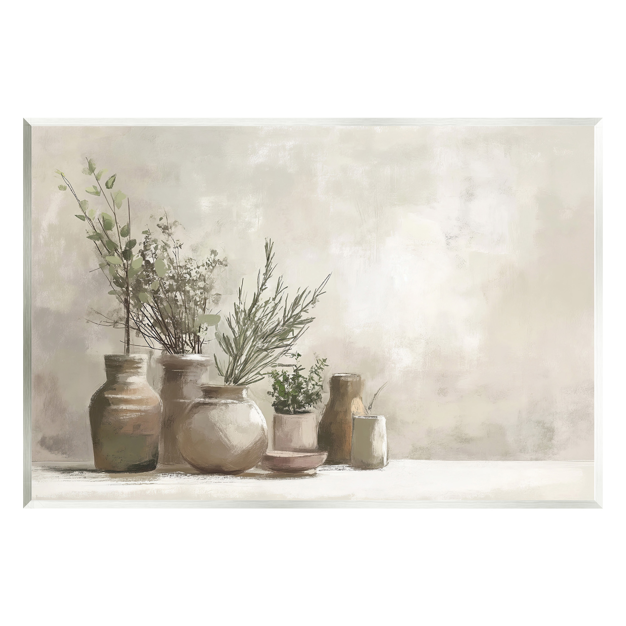 Stupell Industries Cottage Herbs in Pottery Botanical & Floral Painting Unframed Art Print Wall Art, 15 x 10