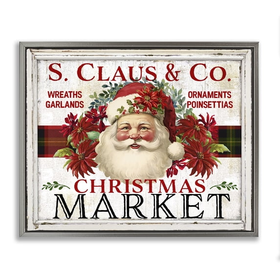 Stupell Industries Cottage Holiday Christmas Market Gray Floating Frame Canvas Art, 21 x 17, by Creatif Belle