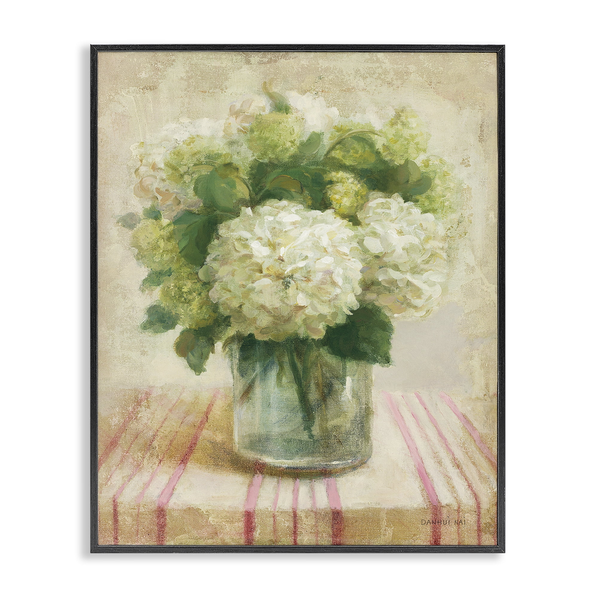Stupell Industries Cottage Hydrangeas in White Plants & Flowers Painting Black Framed Art Print Wall Art, 16 x 20