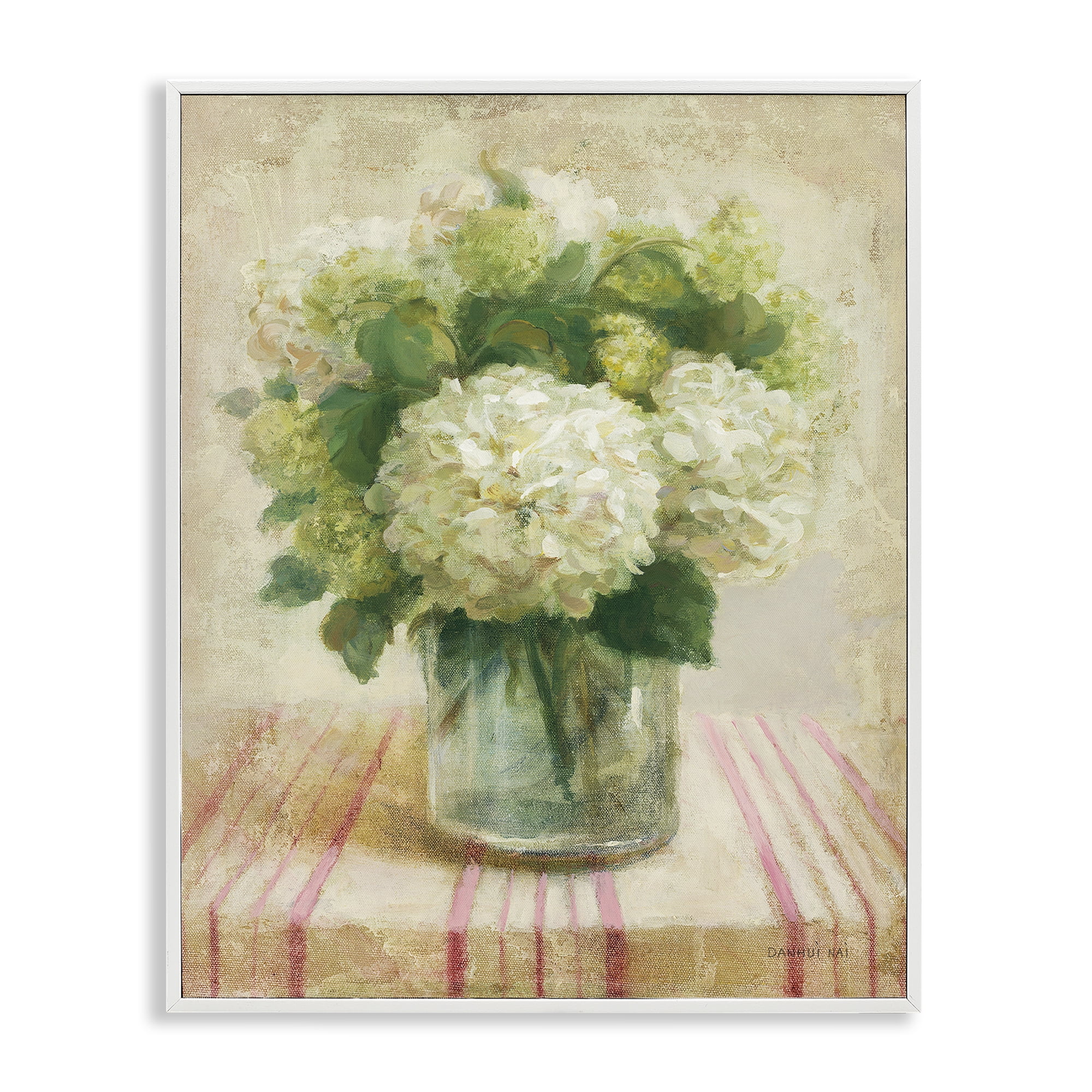 Stupell Industries Cottage Hydrangeas in White Plants & Flowers Painting White Framed Art Print Wall Art, 11 x 14