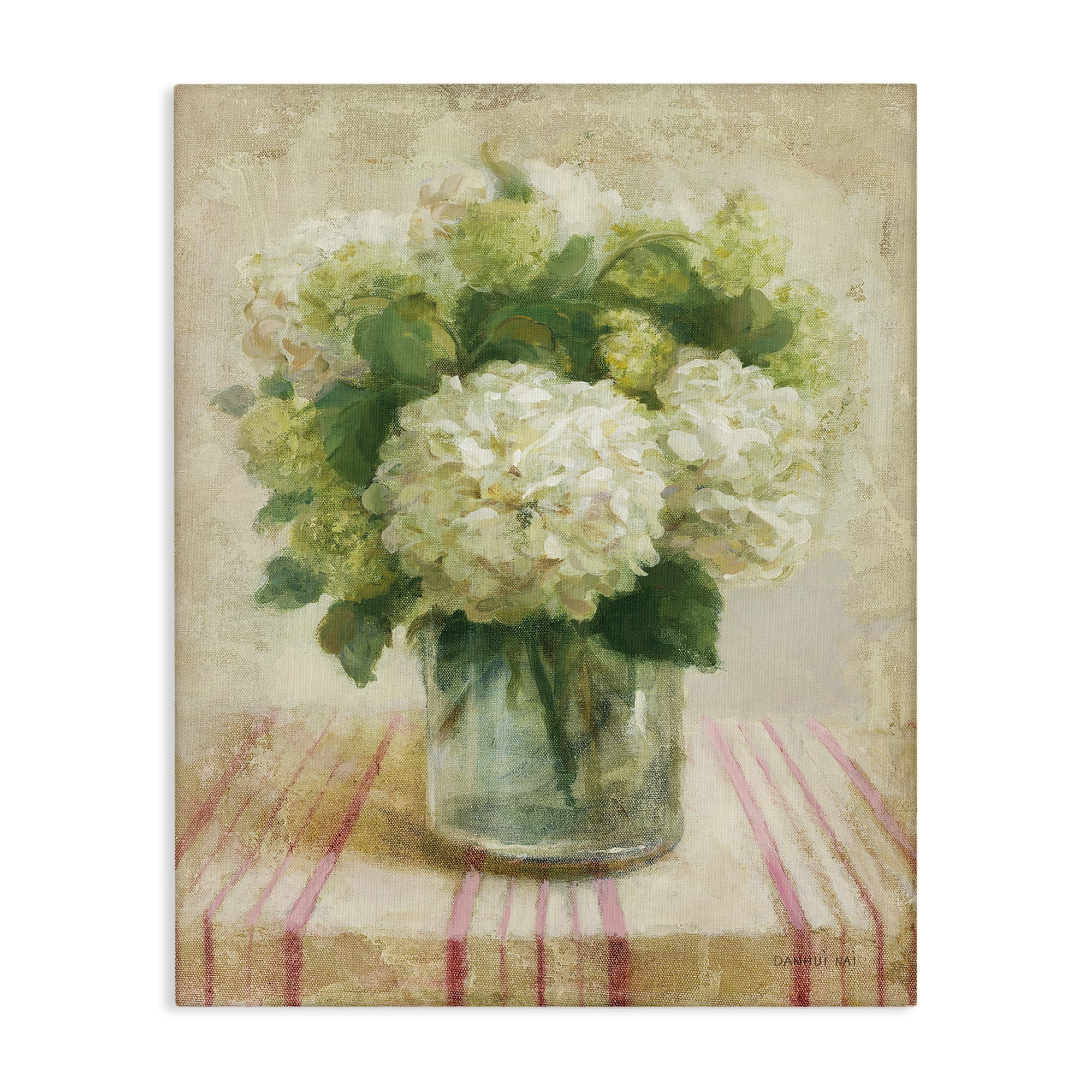 Stupell Industries Cottage Hydrangeas in White Plants & Flowers Painting Wrapped Canvas Art Print Wall Art, 24 x 30