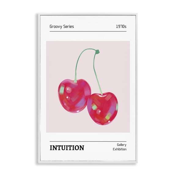 Stupell Industries Cottage Intuition Phrase Cherries White Framed Giclee Art, 12 x 18, by LSR Design Studio