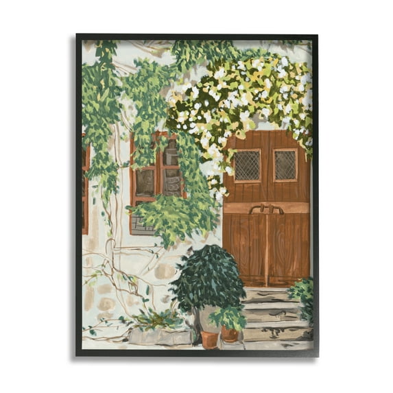 Stupell Industries Cottage Ivy & Plants Travel & Places Painting Black Framed Art Print Wall Art, 11 x 14