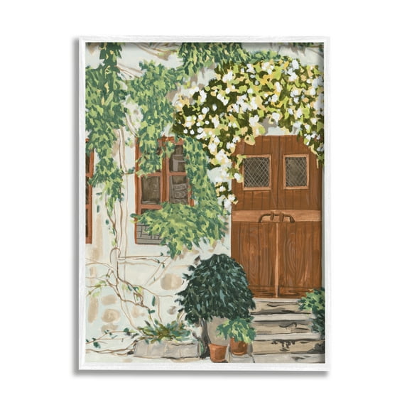 Stupell Industries Cottage Ivy & Plants Travel & Places Painting White Framed Art Print Wall Art, 16 x 20