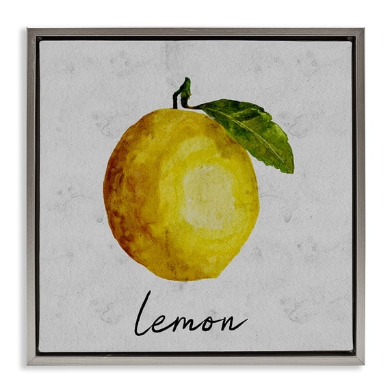 Stupell Industries Cottage Kitchen Lemon with Leaf Gray Floating Frame Canvas Art, 18 x 18, by Regina Moore