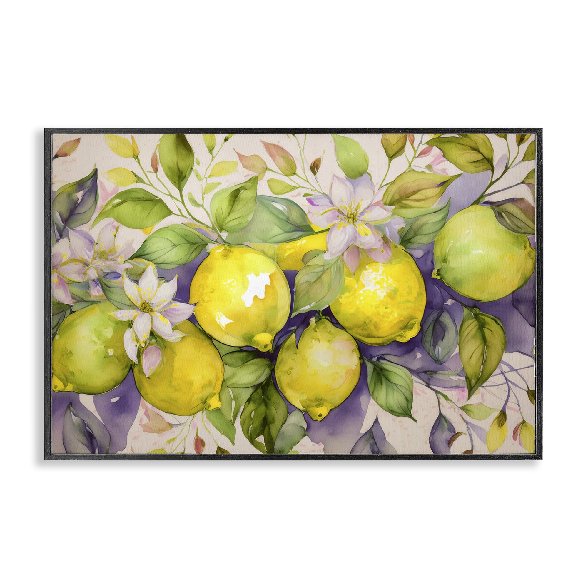 Stupell Industries Cottage Lemon Blooms Food & Beverage Painting Black Framed Art Print Wall Art, 18 x 12
