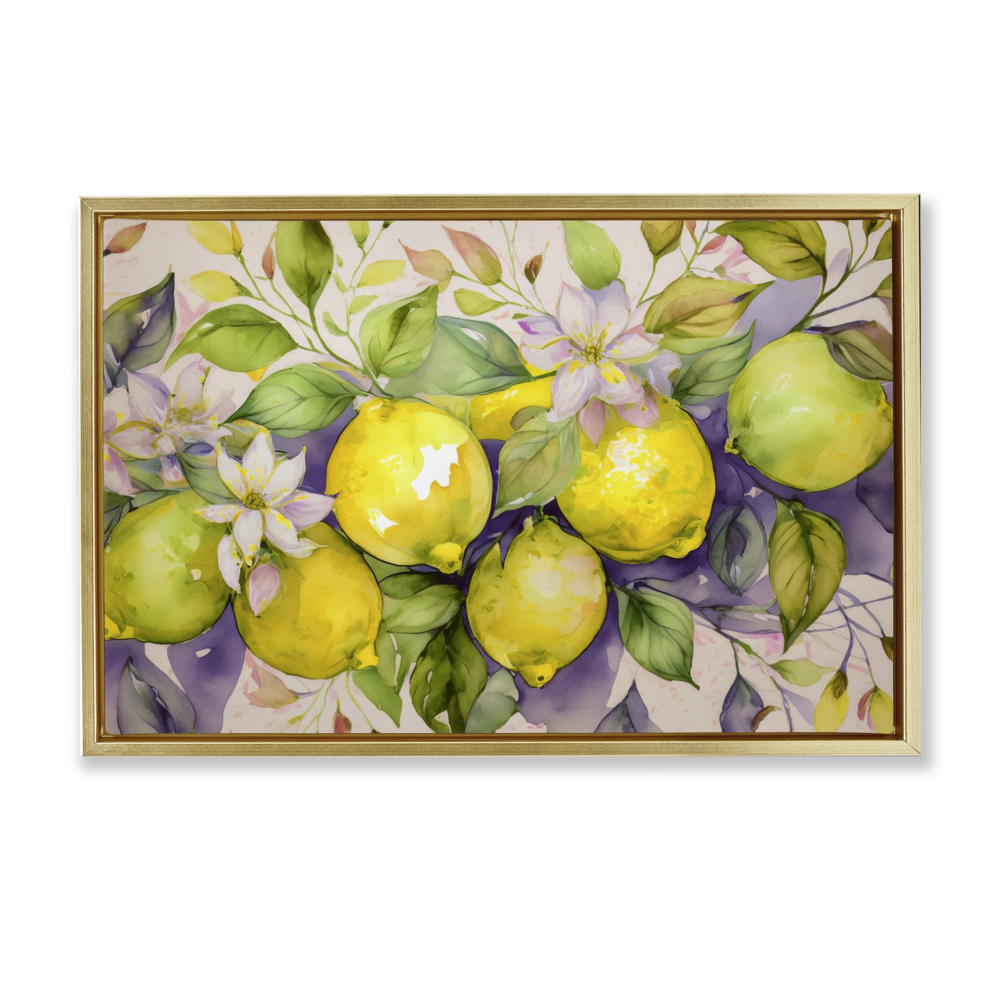 Stupell Industries Cottage Lemon Blooms Food & Beverage Painting Gold Floater Framed Canvas Art Print Wall Art, 25 x 17