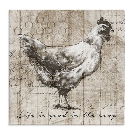 Stupell Industries Cottage Life's Good In Coop Vintage Text Farm Chicken Canvas Art, 17 x 17, by Conrad Knutsen