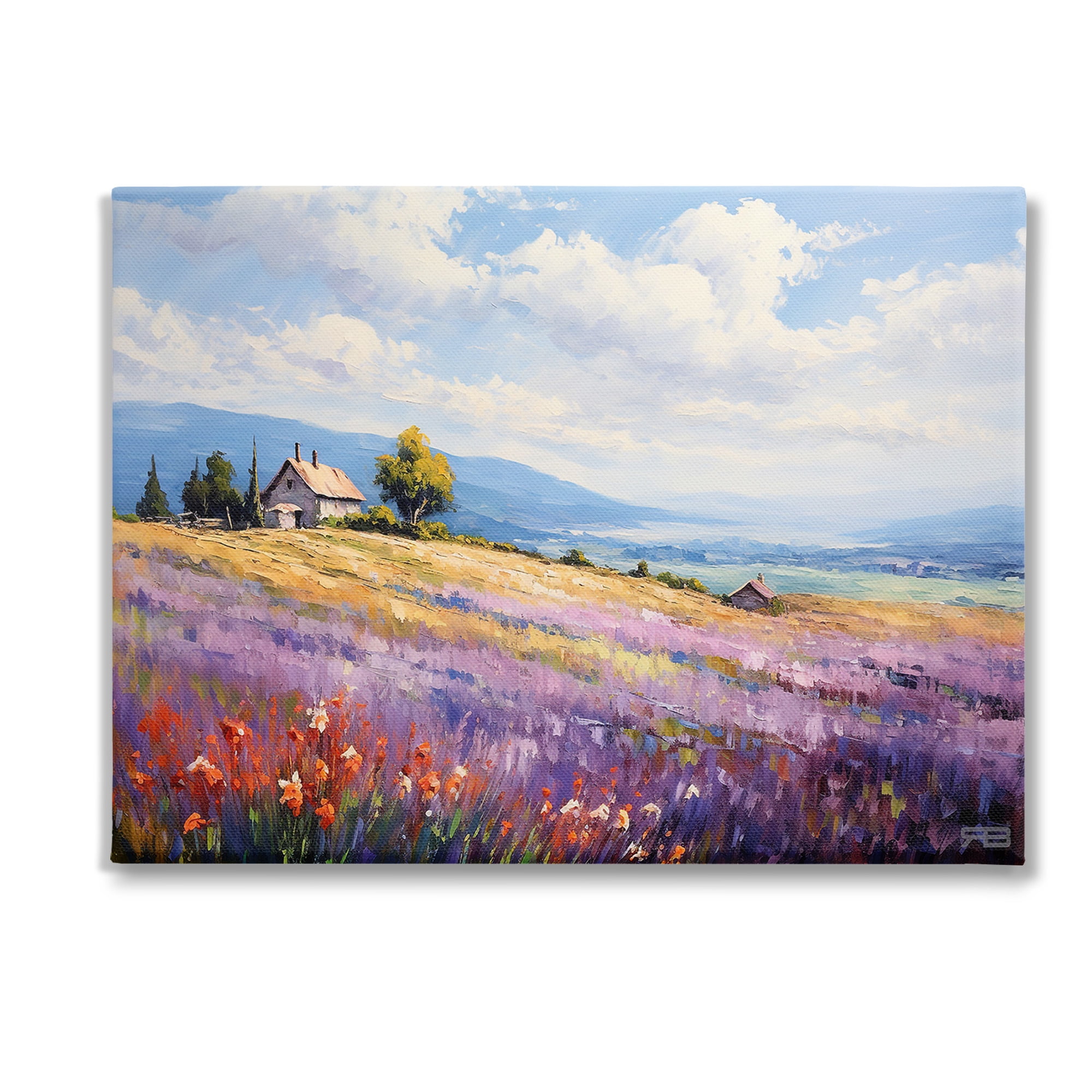 Stupell Industries Cottage Meadow View Landscape Painting Gallery Wrapped Canvas Art Print Wall Art, 40 x 30