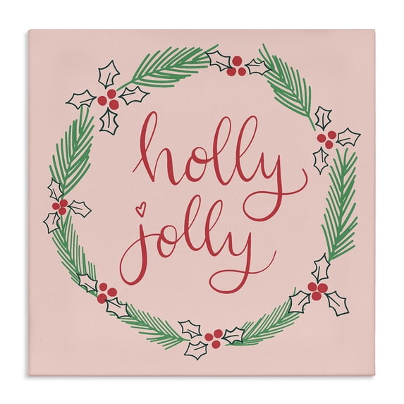 Stupell Industries Cottage Minimal Holly Jolly Wreath Canvas Art, 17 x 17, by Sazerelli Designs