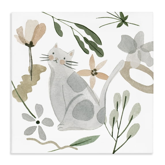 Stupell Industries Cottage Mixed Herbs Whimsical Cat Canvas Art, 17 x 17, by Melissa Wang