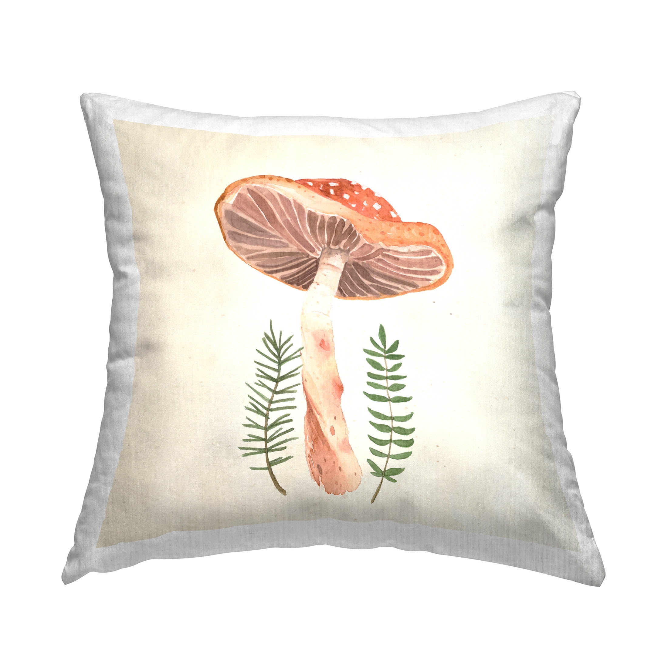 Stupell Industries Cottage Mushroom Botanical Leaves Printed Throw Pillow Design by Lucca Sheppard