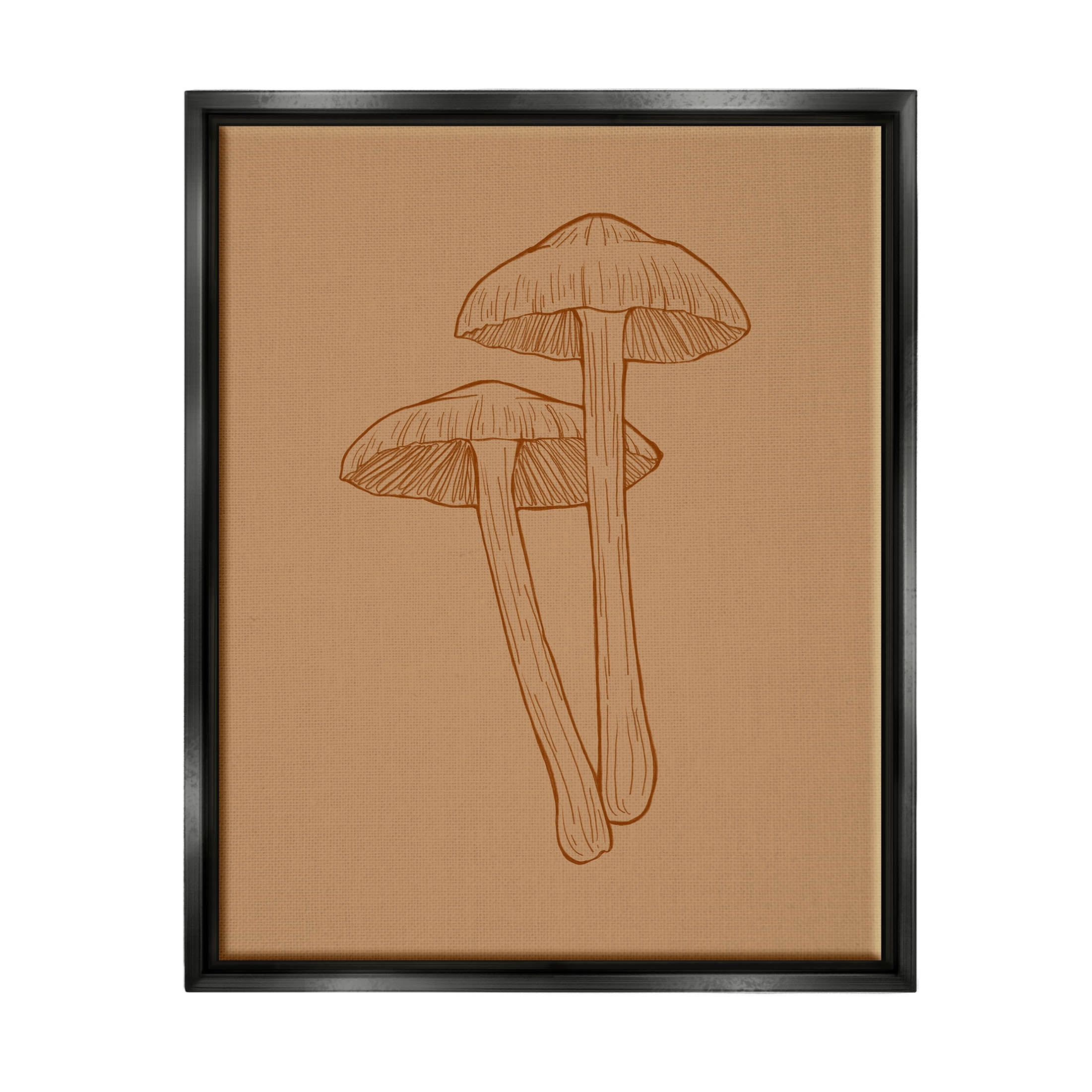 Stupell Industries Cottage Mushroom Wildlife Nature Graphic Art Jet Black Floating Framed Canvas Print Wall Art, Design by Ziwei Li