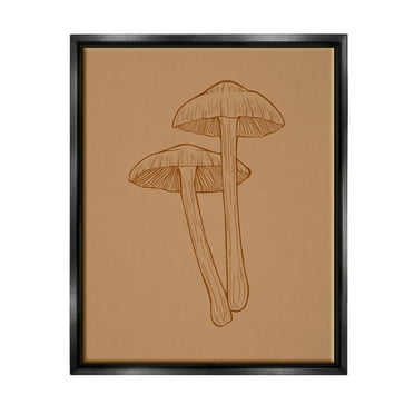 Stupell Industries Cottage Mushroom Wildlife Nature Graphic Art Jet Black Floating Framed Canvas Print Wall Art, Design by Ziwei Li