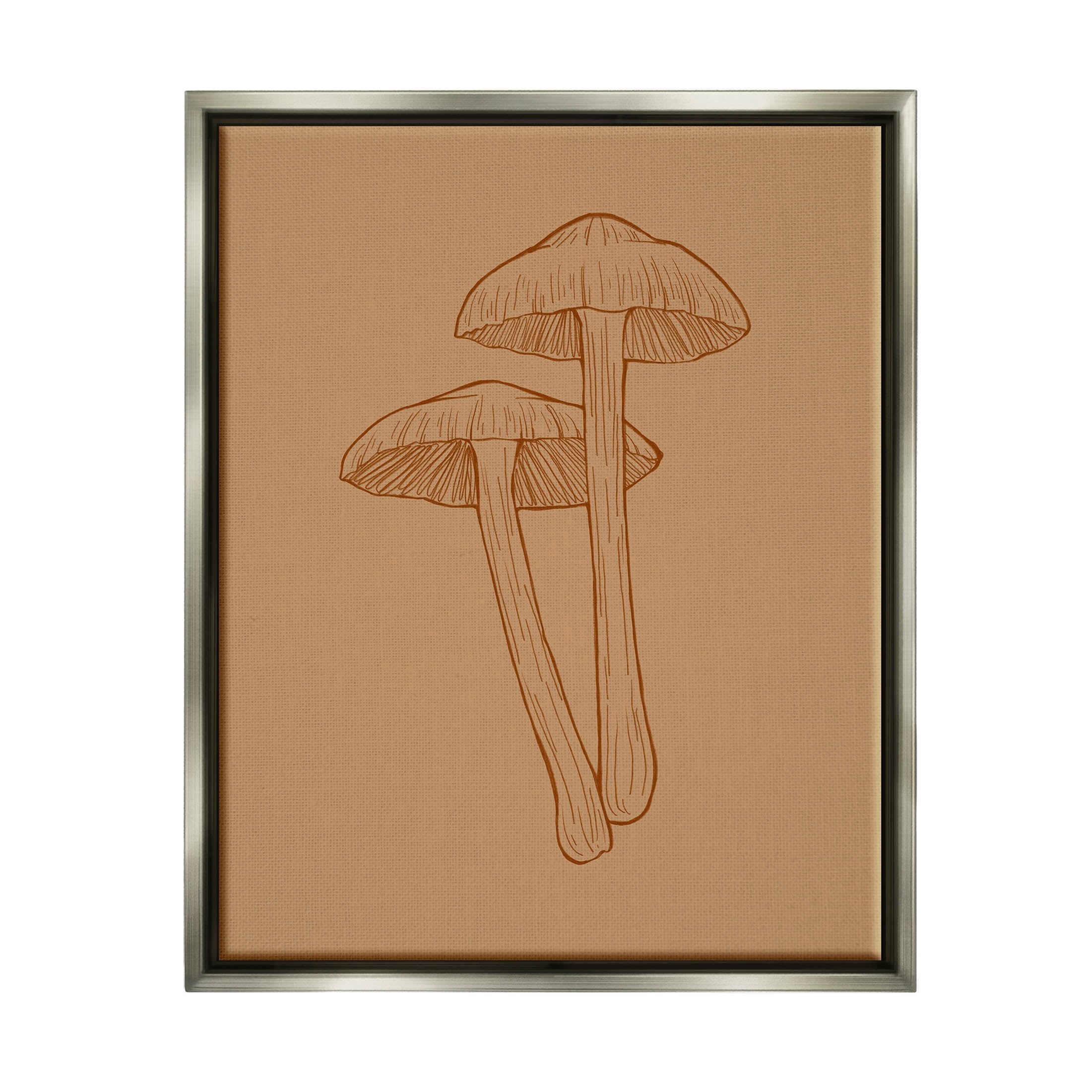 Stupell Industries Cottage Mushroom Wildlife Nature Graphic Art Luster Gray Floating Framed Canvas Print Wall Art, Design by Ziwei Li