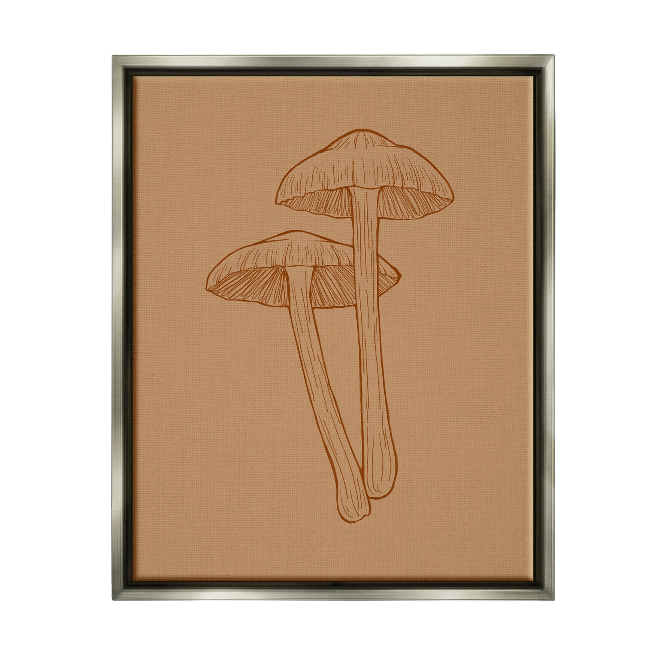 Stupell Industries Cottage Mushroom Wildlife Nature Graphic Art Luster Gray Floating Framed Canvas Print Wall Art, Design by Ziwei Li