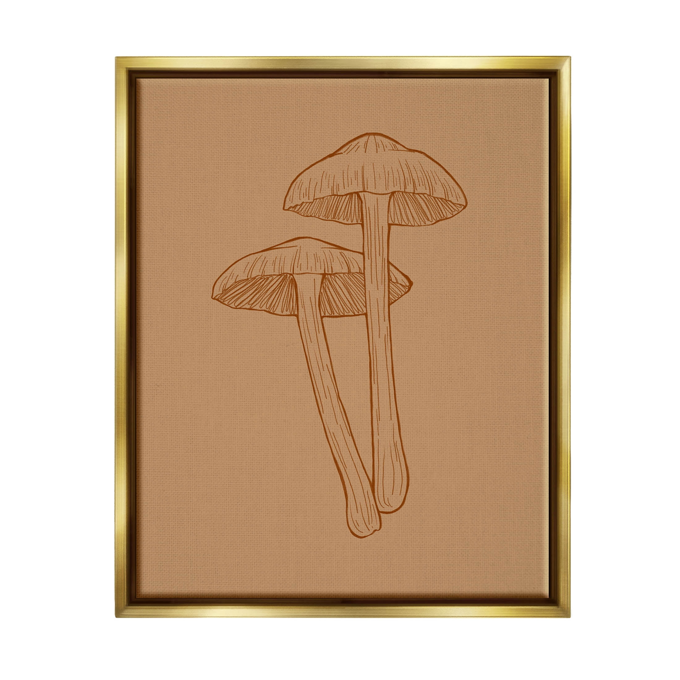 Stupell Industries Cottage Mushroom Wildlife Nature Graphic Art Metallic Gold Floating Framed Canvas Print Wall Art, Design by Ziwei Li