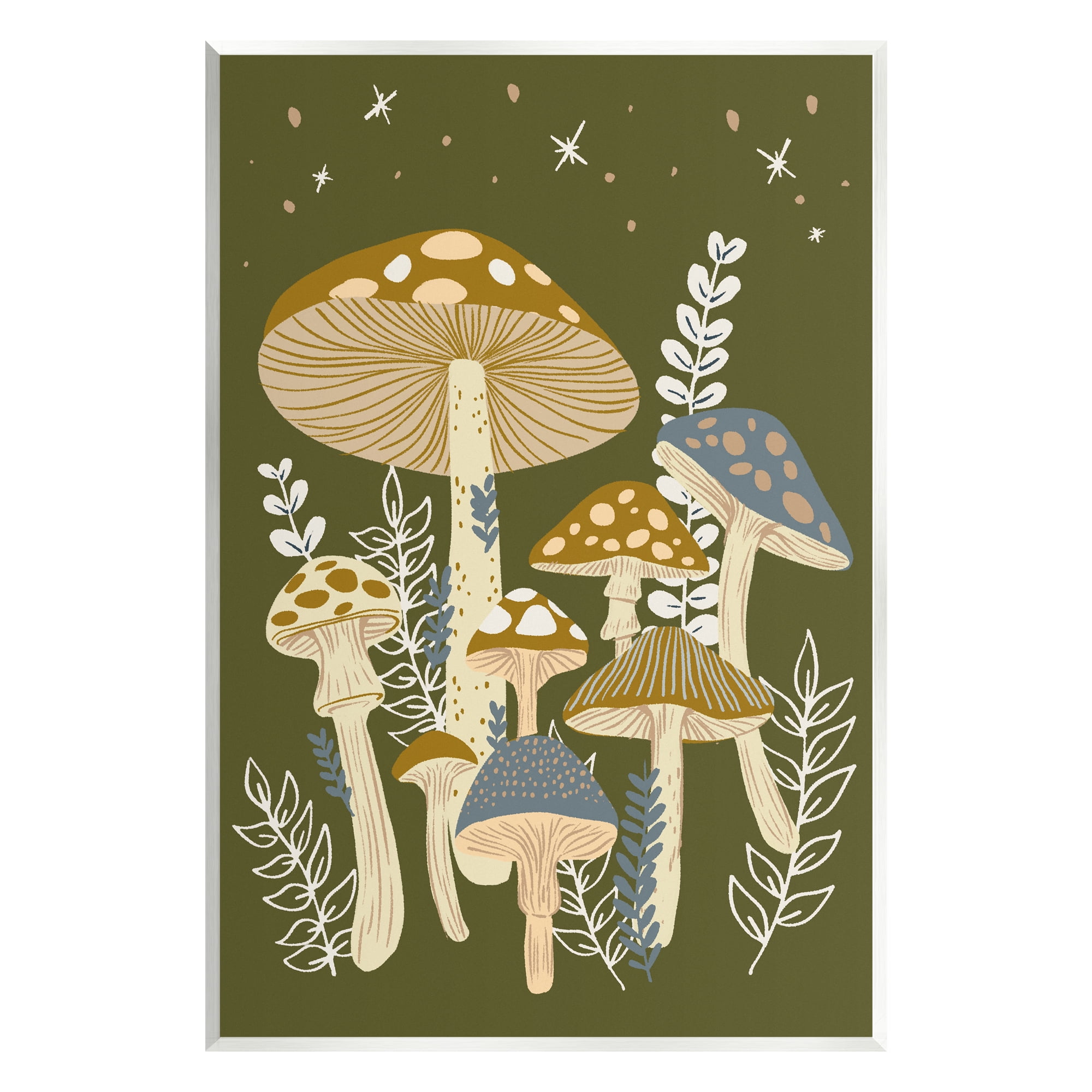 Whimsical Nature Mushroom Art Print on MDF Wood