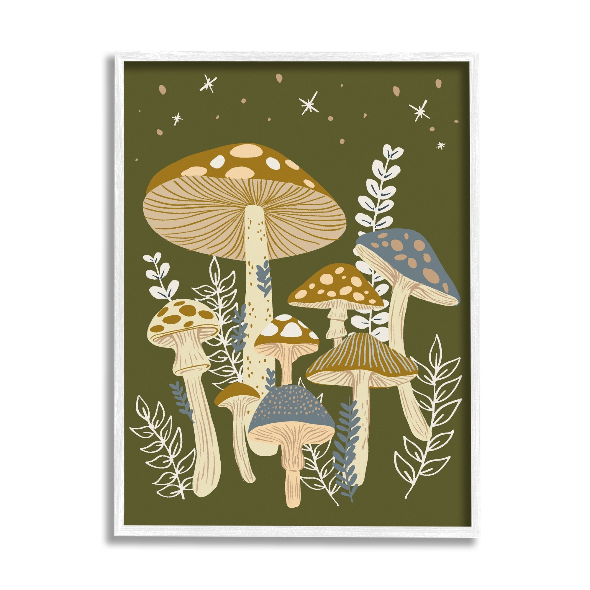Stupell Industries Cottage Mushrooms Whimsical Nature Botanical & Floral Painting White Framed Art Print Wall Art